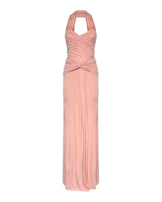 The New Arrivals Pink Amanda Long Dress With Scarf
