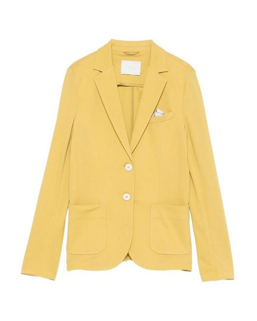 Circolo 1901 Yellow Stretch Cotton Single-Breasted Blazer