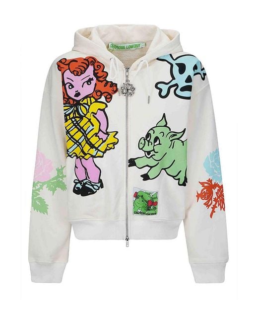 Chopova Lowena White Cry Baby Zip Hoodie