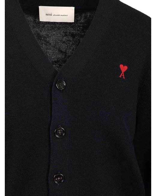 AMI Black De Cur Cardigan