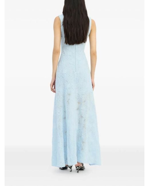 ROTATE BIRGER CHRISTENSEN Blue Mesh Maxi Dress