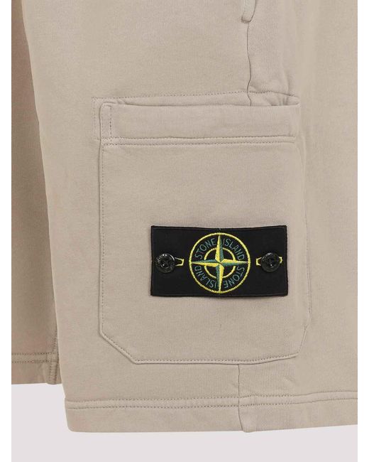 Stone Island Gray Cotton Shorts for men
