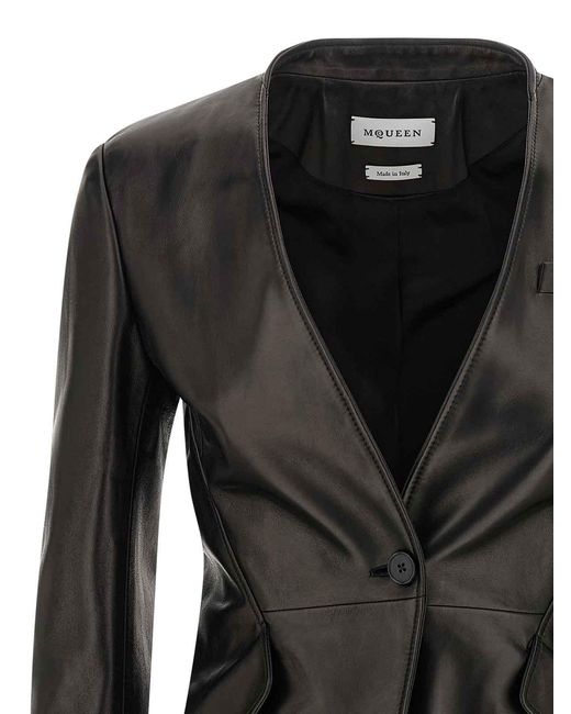 McQueen Black Nappa Blazer