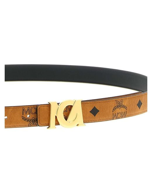 MCM White Buckle Belt Logo