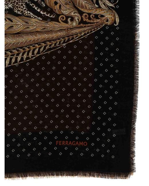 Ferragamo Brown Madras Print Stole