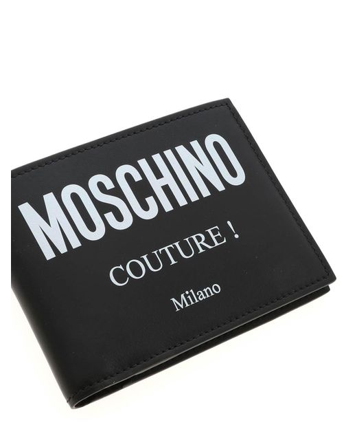 Moschino Black Logo Print Leather Wallet for men