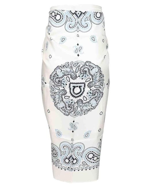 Ferragamo White Arabesque Print Silk Sarong