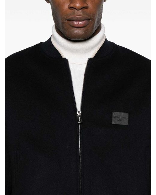 Emporio Armani Black Wool Bomber Jacket for men