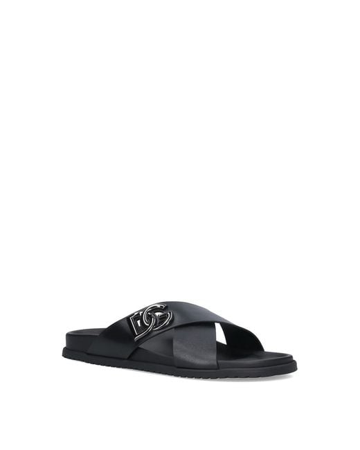 Dolce & Gabbana Black Slide Sandals Logo for men