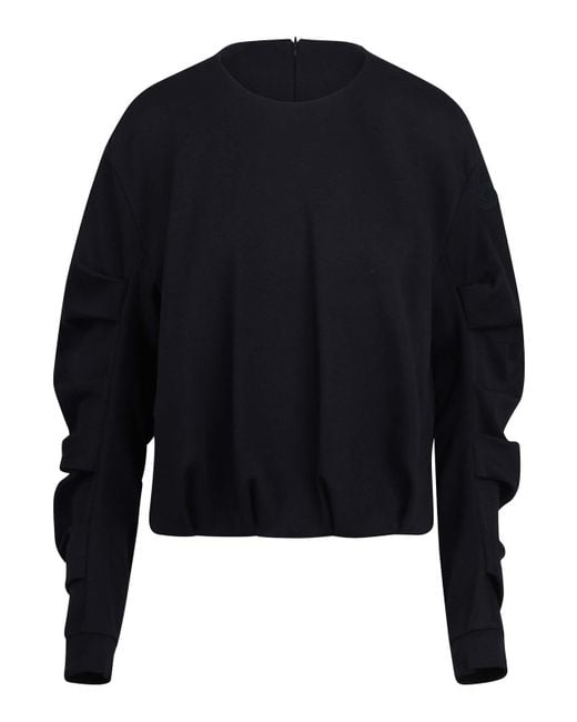 Moncler Blue Sweatshirt Plissettati And Snort Sleeves