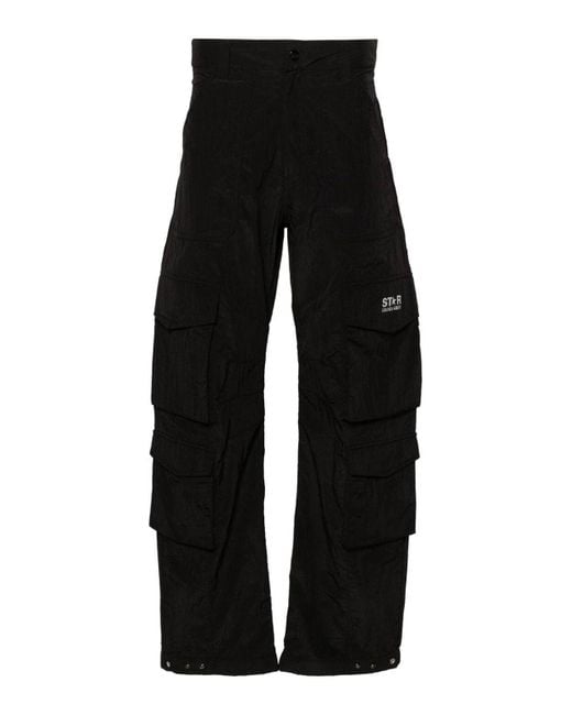 Golden Goose Deluxe Brand Black Cargo Trousers "Star" for men