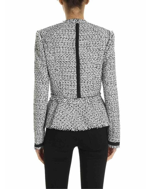 Karl Lagerfeld Gray Bouclé Motif Jacket