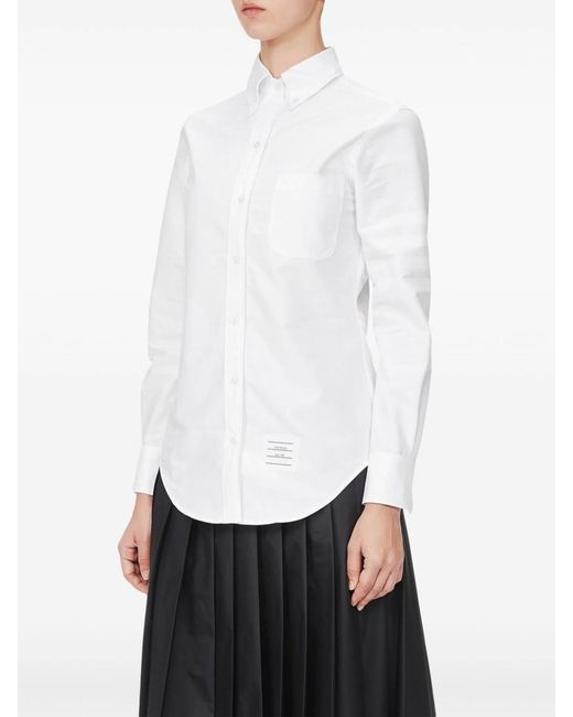 Thom Browne White Long-Sleeve Button-Fastening Shirt