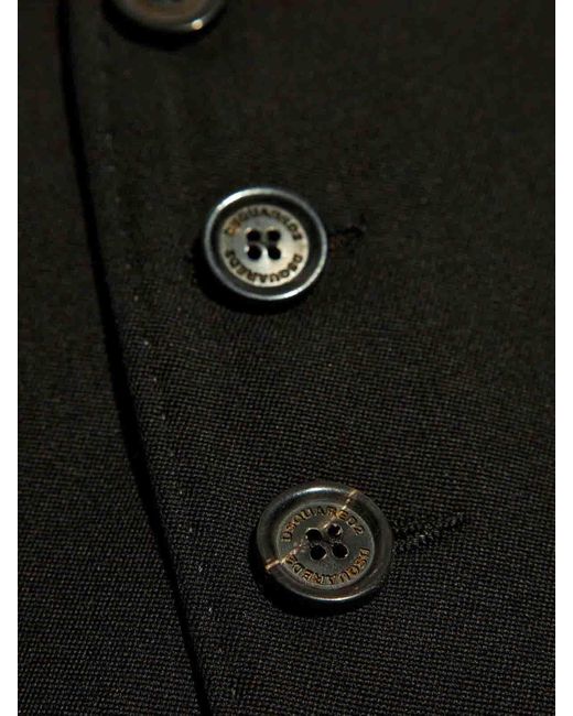 DSquared² Black V-Neck Wool Dress