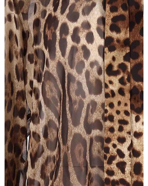 Dolce & Gabbana Brown Leopard Print Chiffon Shirt