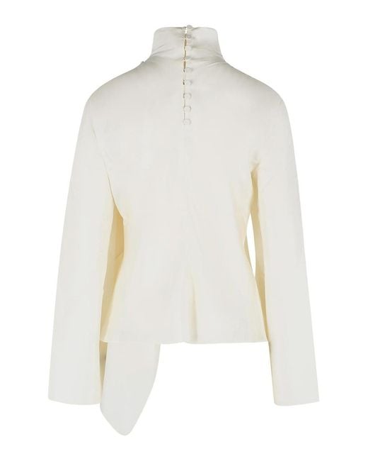 Rhea Costa White Silk Scarf Blouse