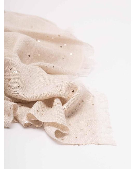 Brunello Cucinelli Pink Cashmere And Silk 'Diamond' Yarn Scarf