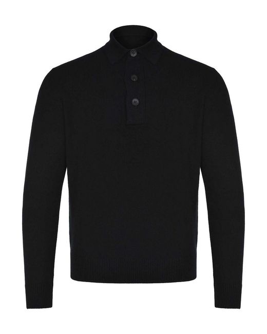FILIPPO DE LAURENTIIS Black Polo Made Of A Wool And Cashmere Blend for men