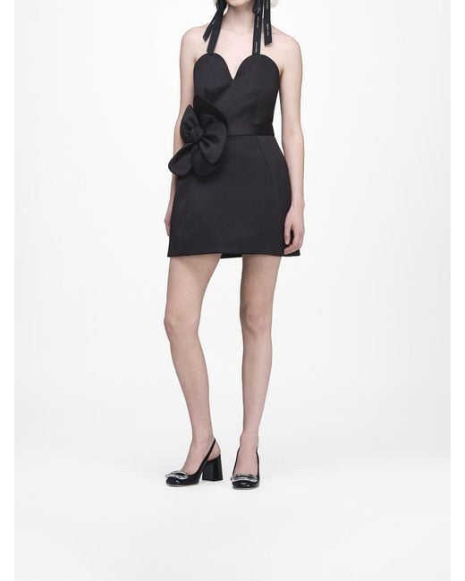 Marc Jacobs Black Satin Daisy Belted Dress