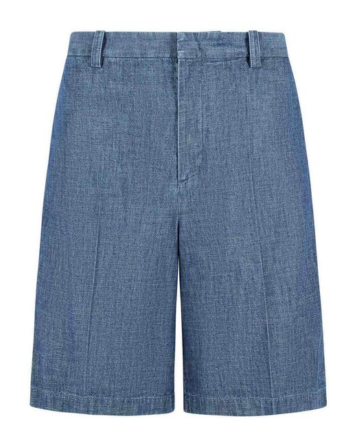 Jil Sander Blue Cotton Bermuda Shorts for men