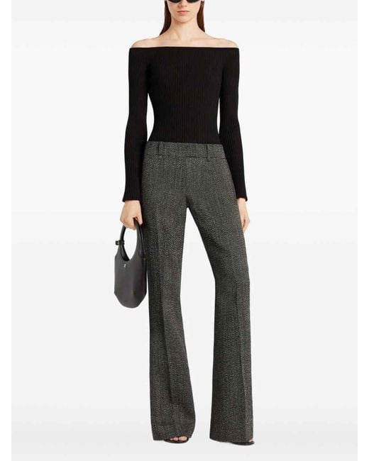 Courreges Black Bardot Neck Top With Logo