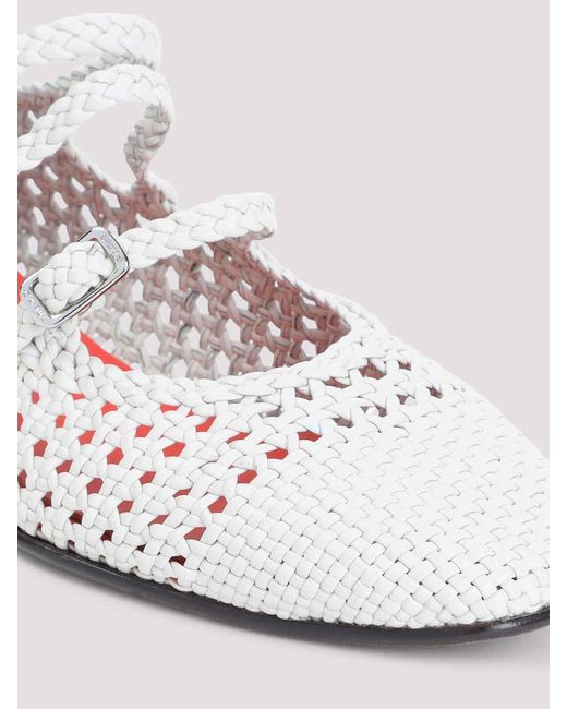 CAREL PARIS White Ariana S Braided Ballerinas