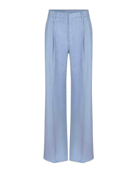 Tagliatore Blue Trousers Made Of Linen Blend