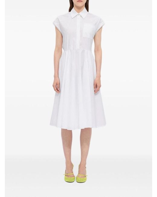MSGM White Midi Dress With Pocket