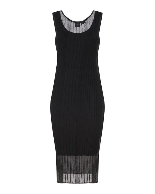 Pinko Black Transparent Crepe Midi Dress