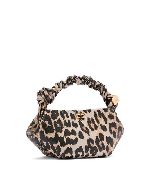 Ganni White Bou Mini Grained Printed Almond Milk