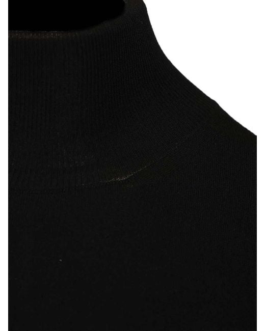 Max Mara Black Stretch Viscose Crop Turtleneck