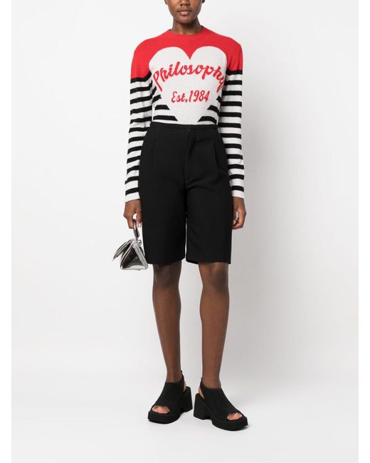 Philosophy Di Lorenzo Serafini White Intarsia-Logo Sweatshirt