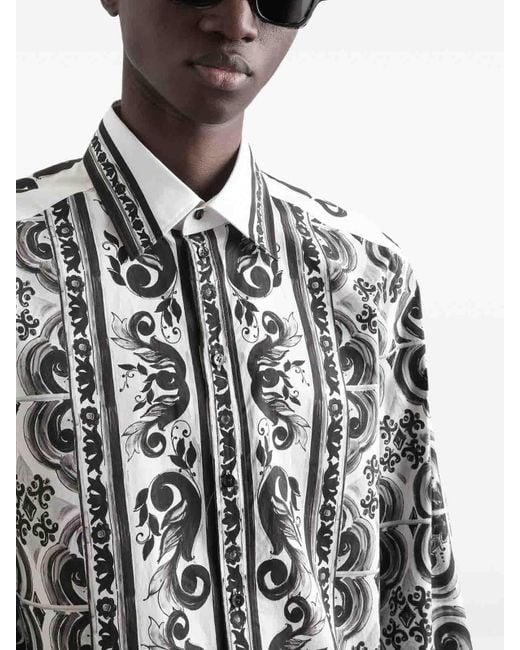 Dolce & Gabbana Black Majolica-Print Martini Shirt for men