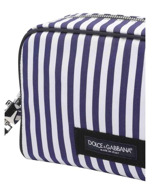 Dolce & Gabbana White Striped Handbag for men