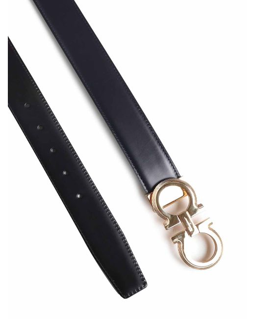 Ferragamo Blue Smooth Leather Belt for men