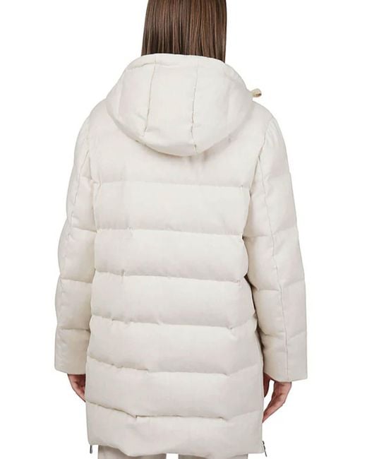 Eleventy White Down Jacket With Hood
