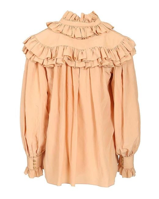 Chloé Natural Oversized Ruffle Top