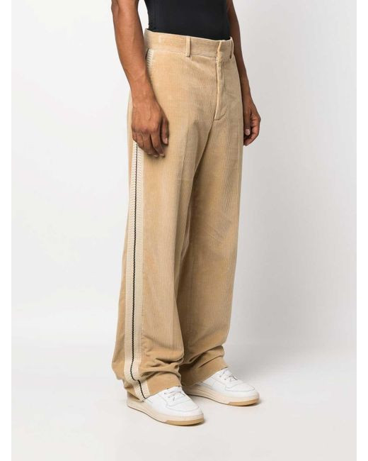 Palm Angels Natural Cotton Corduroy Pants, Crochet Stripes for men