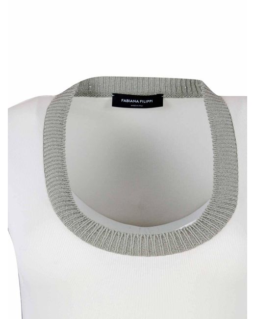 Fabiana Filippi Gray Contrasted-Trim Knitted Tank Top