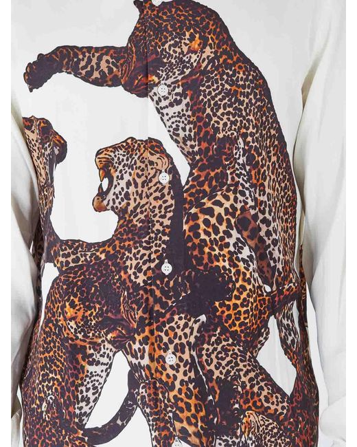 Just Cavalli White Leopards Shirt for men