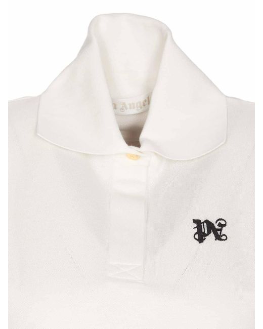 Palm Angels White Polo Crop Monogram