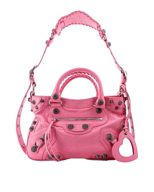 Balenciaga Pink Leather Shoulder Bag With Metal Details
