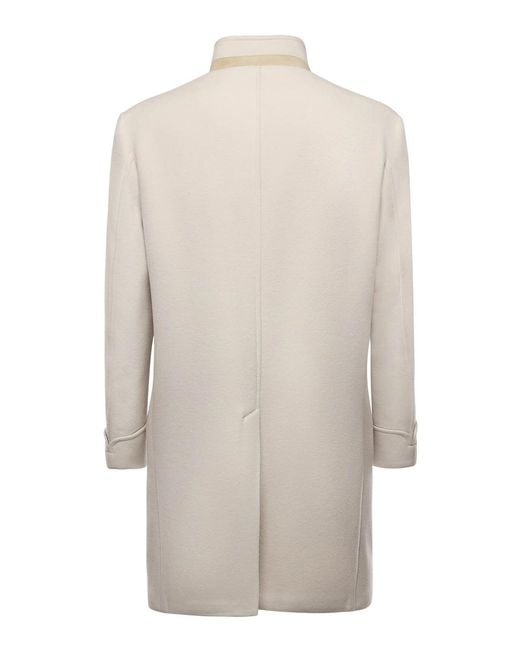 Eleventy White Single-Breasted Wool Coat for men