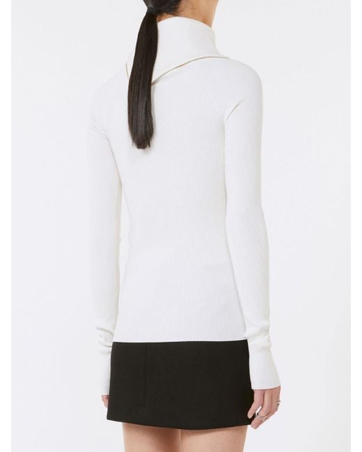Sportmax White Zip-Up Turtleneck Sweater
