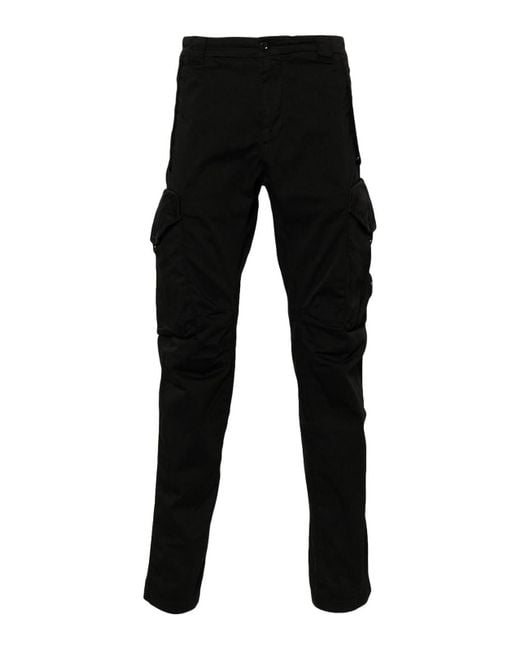 C P Company Black Cotton Cargo Trousers for men