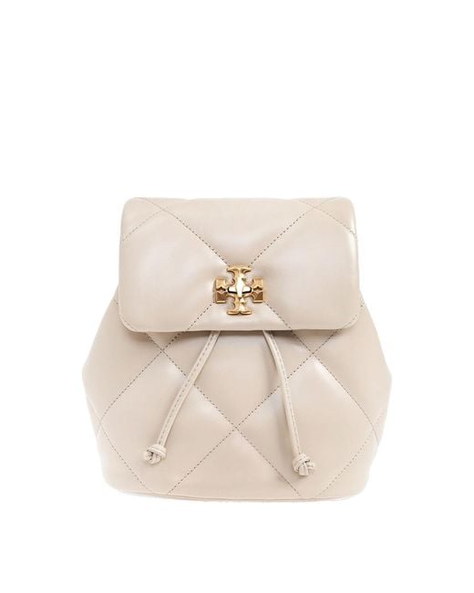 Tory Burch Natural Kira Diamond Small Leather Backpack