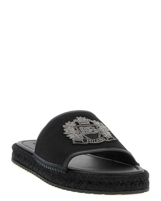 Dolce & Gabbana Black Cross-Stitch Espadrilles for men