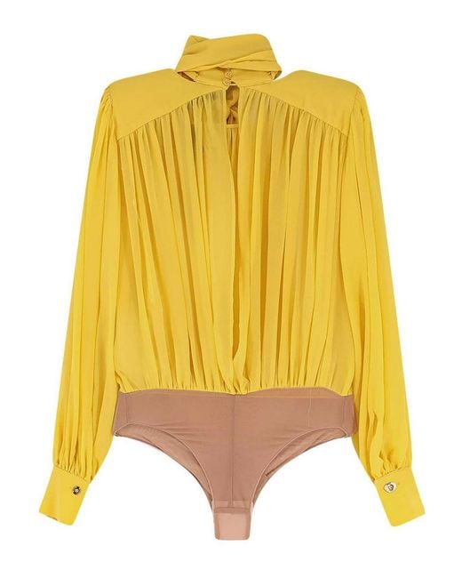 Elisabetta Franchi Yellow Silk Shirt With Body Detail