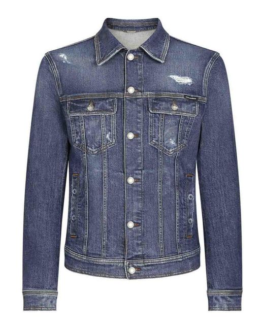 Dolce & Gabbana Blue Stretch Denim Jacket for men