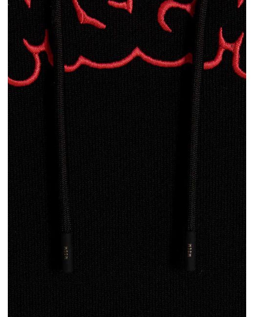 MSGM Black Logo Embroidery Hoodie By Burro Studio for men